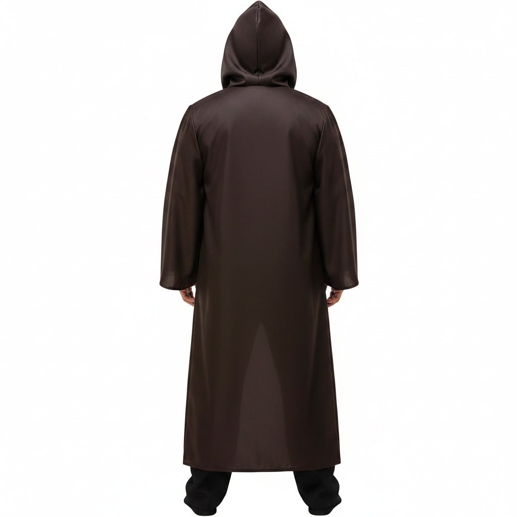Men's Halloween Cosplay Space Knight Costume with Hooded Robe Tunic Pants and Belt Set for Adults