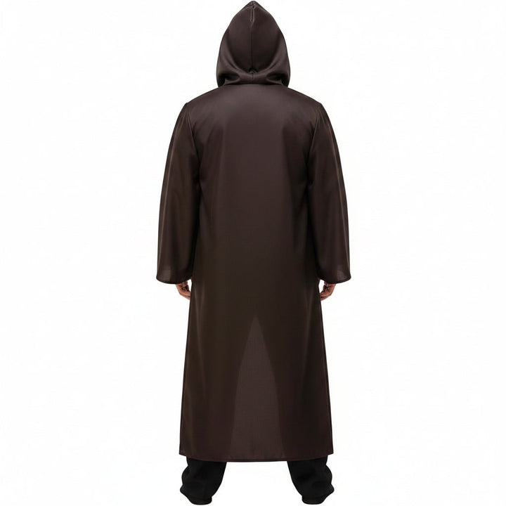 Men's Halloween Cosplay Space Knight Costume with Hooded Robe Tunic Pants and Belt Set for Adults