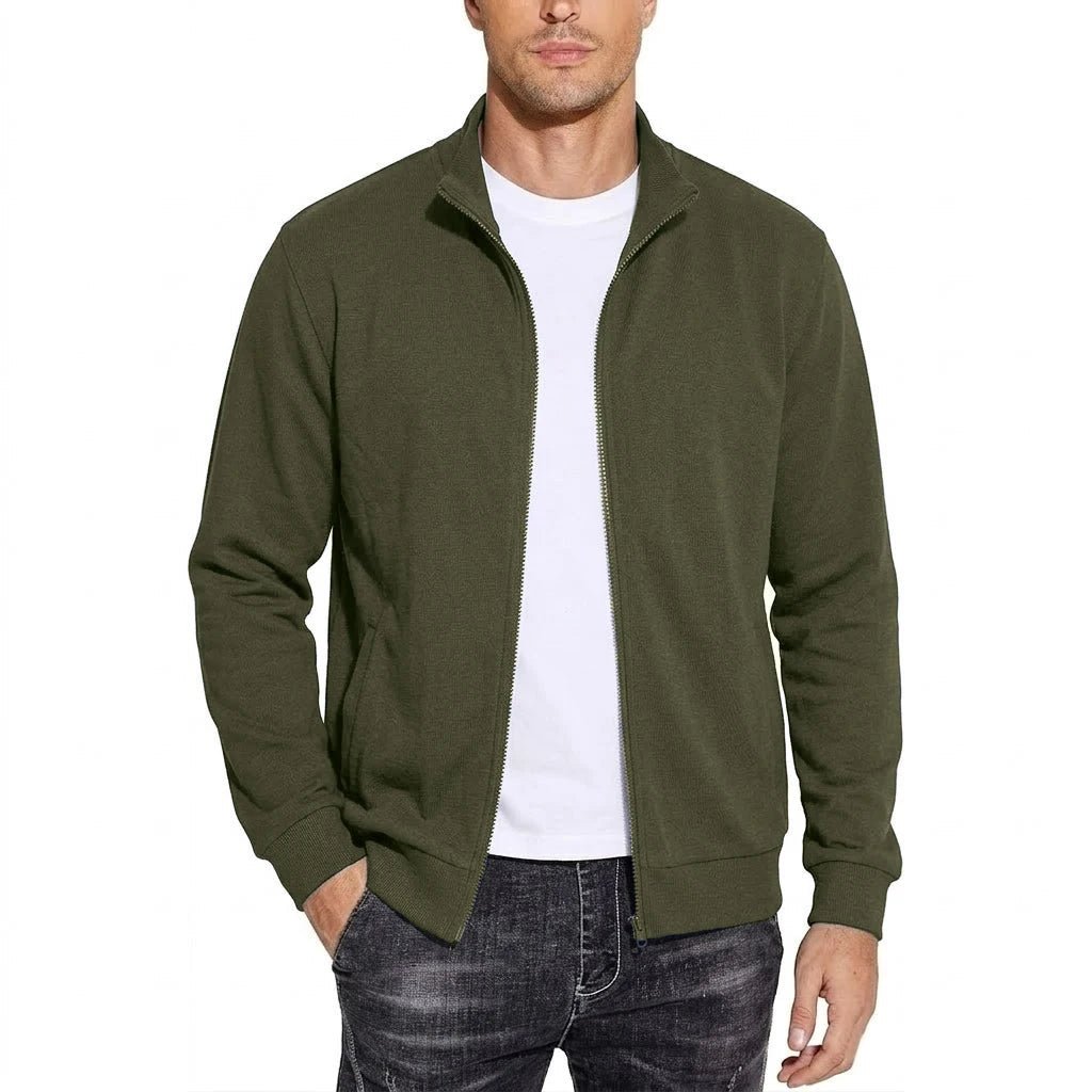 Men's zip-up cotton sweatshirt jacket, breathable, classic relaxed fit