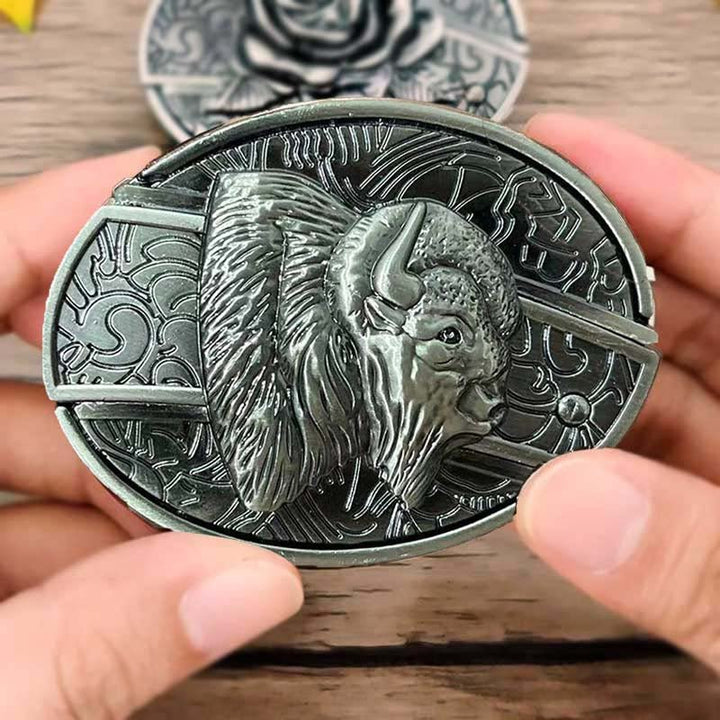 Oval Metal Cowboy Belt Buckle