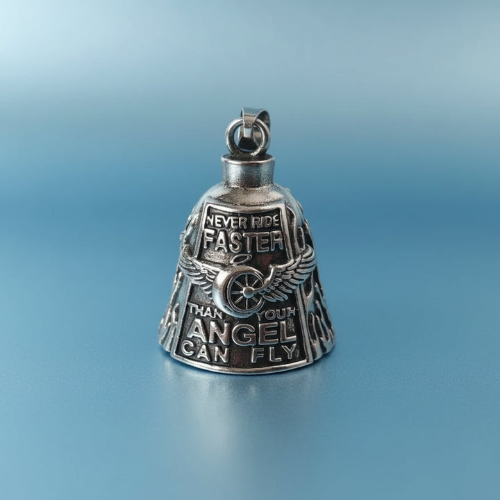 Halloween Motorcycle Guardian Bell Charm with Angel Keychain and Split Ring for Biker Party