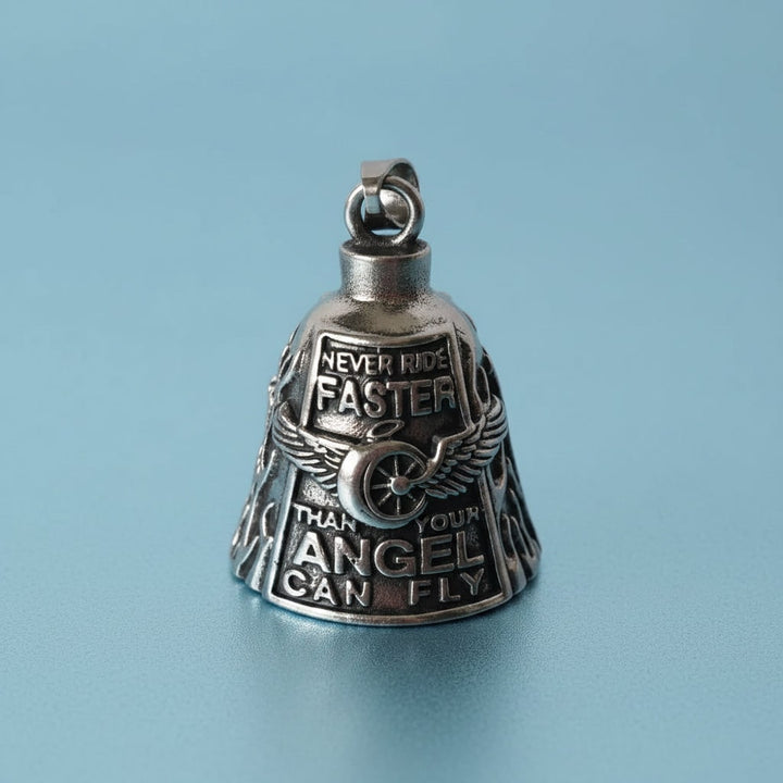 Halloween Motorcycle Guardian Bell Charm with Angel Keychain and Split Ring for Biker Party