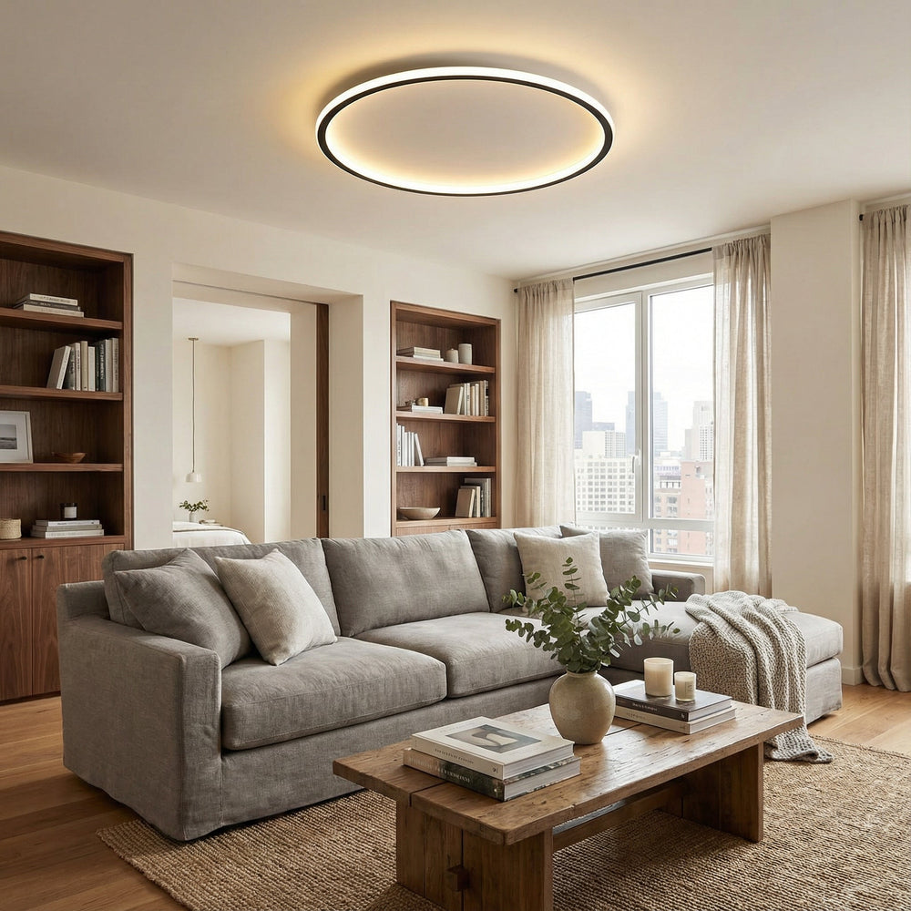 Scandinavian Round Ceiling Light with LED Glow