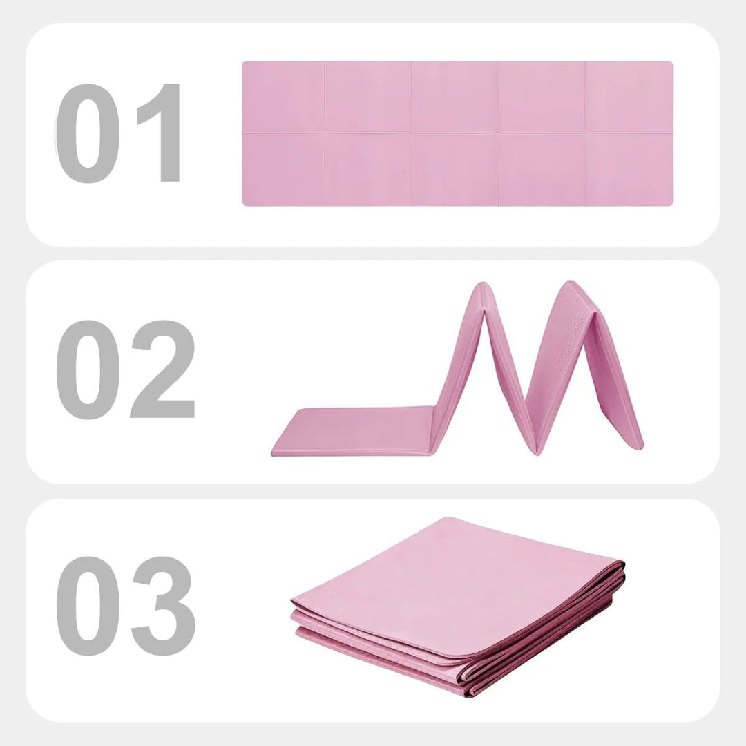 Non-Slip Foldable Yoga Mat with Pilates Grid Lines Portable 4mm Eva Foam Lightweight