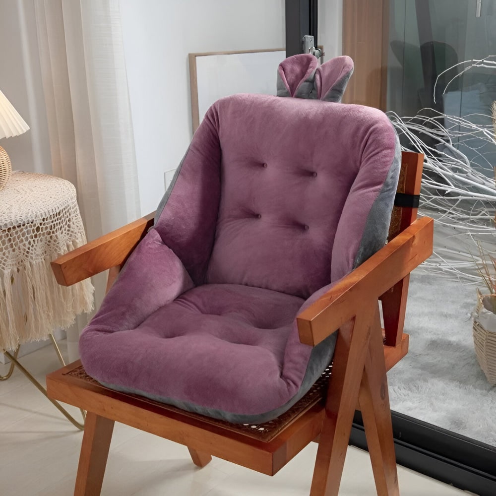 Office Chair Cushion with Backrest Tufted Plush Velvet Seat