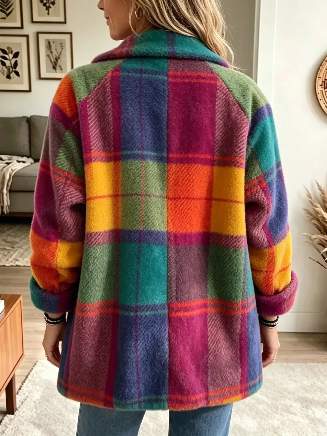 Cosy Multicoloured Checked Coat