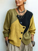Women's Colour-Block Knitted Jumper with Asymmetric Buttons, Relaxed Fit