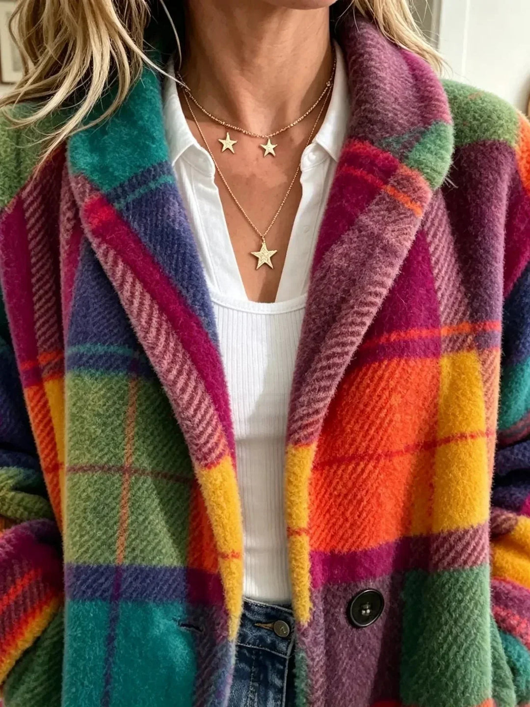Cosy Multicoloured Checked Coat