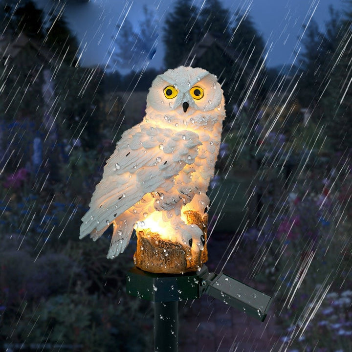 Solar Powered Outdoor Garden Lights with Decorative Resin Owl Stake Waterproof