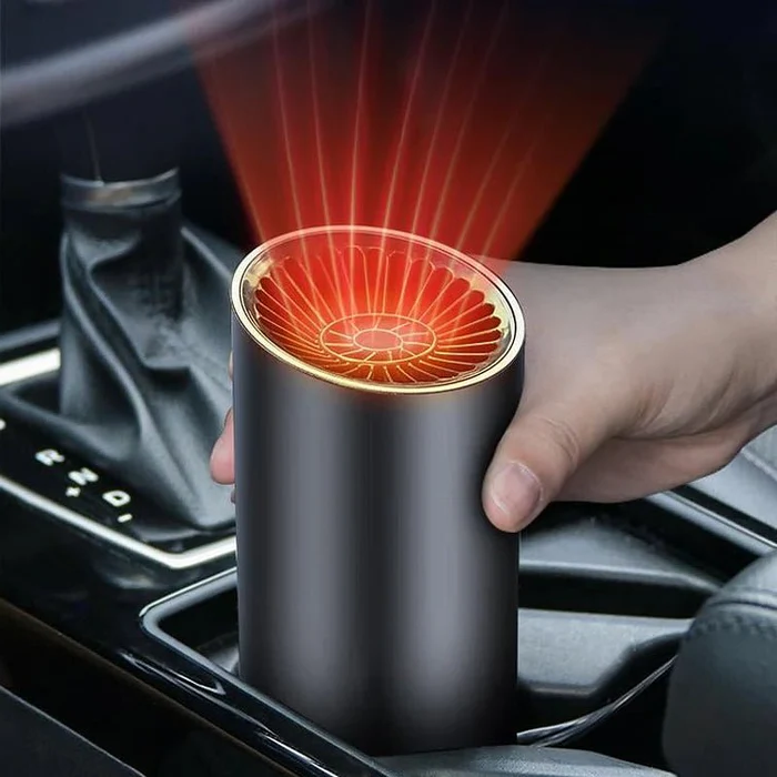 Cup-shaped 12 V 150 W car heater with 360° rotating head