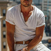 Casual Henley Collar Short-Sleeved Henley T-Shirt – Nico