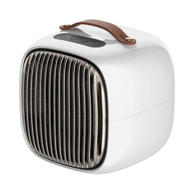 Ceramic PTC heater with leather handle and tip-over protection