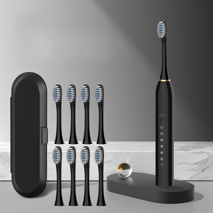 Rechargeable Sonic Electric Toothbrush with Timer 8 Replacement Heads and Travel Case