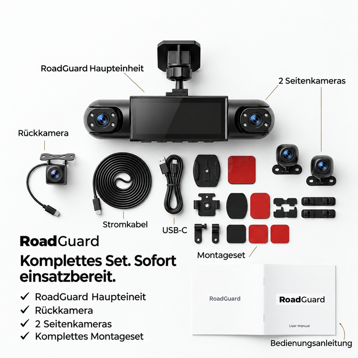 360° Dash Cam with 4 Cameras, GPS Timestamp and Night Vision