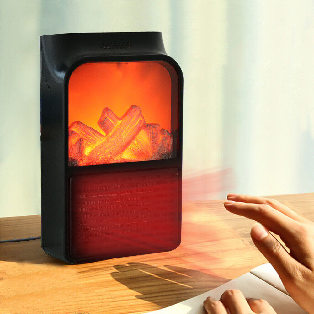 Socket heater with flame effect, remote control and timer