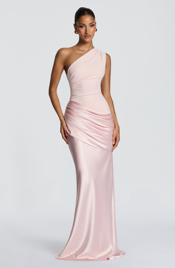 Abbey One-Shoulder Satin Maxi Dress
