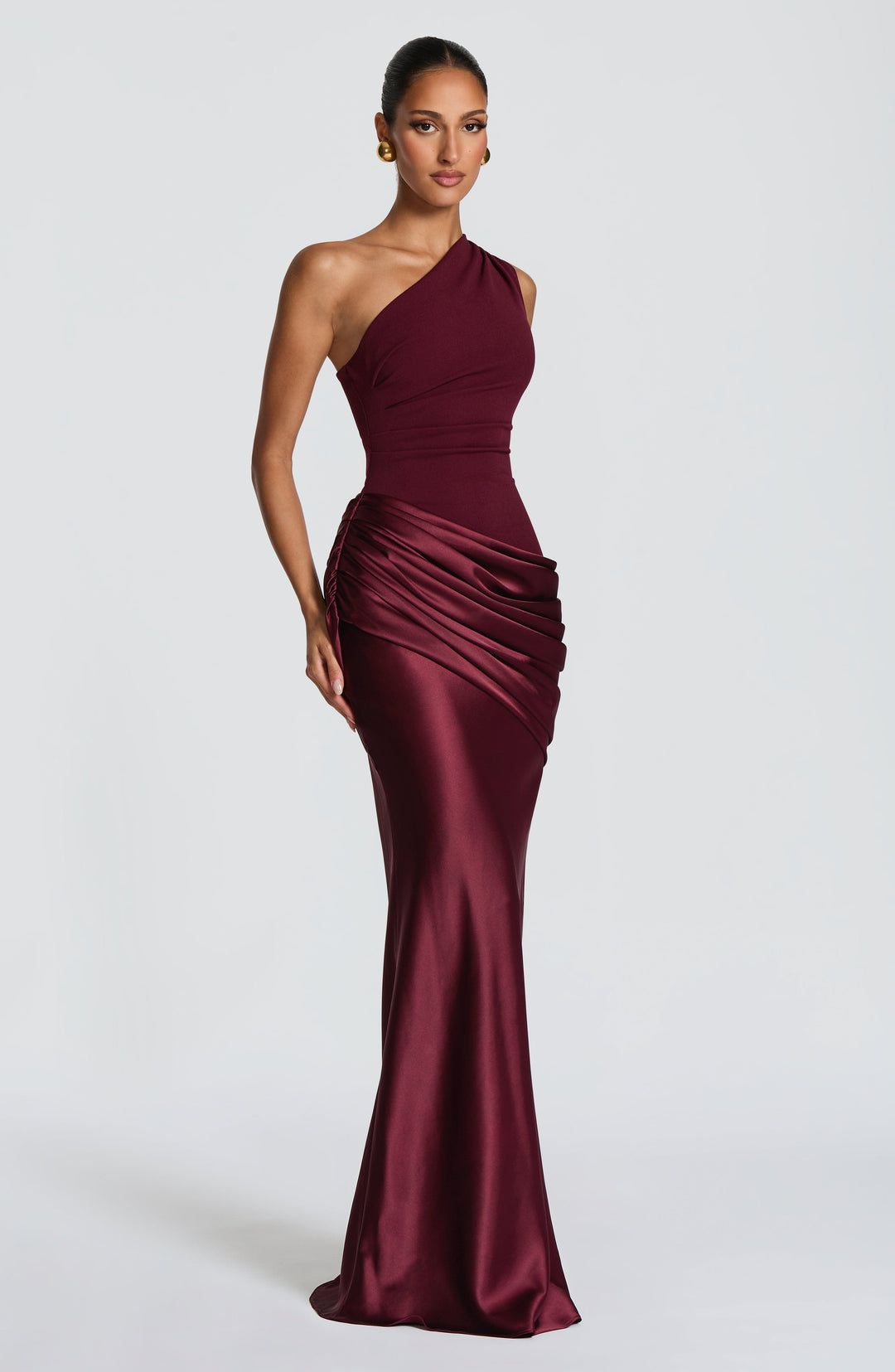 Abbey One-Shoulder Satin Maxi Dress