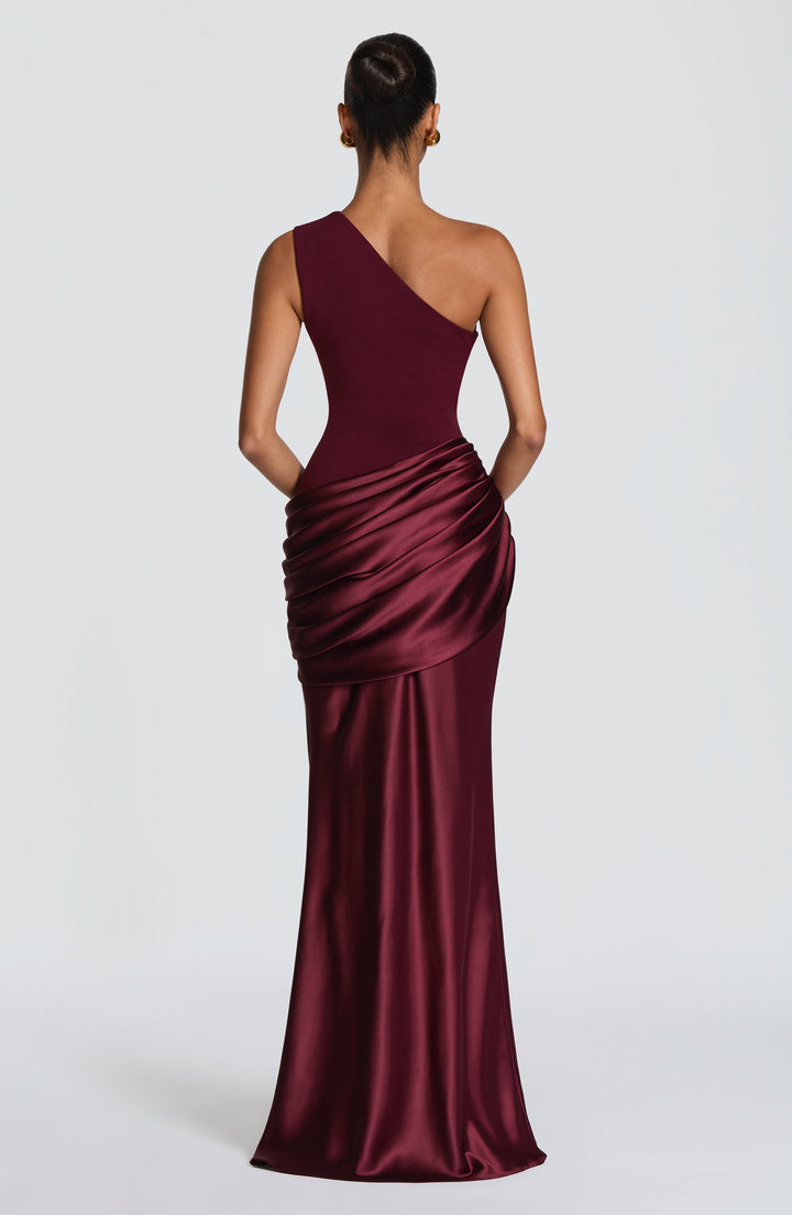 Abbey One-Shoulder Satin Maxi Dress