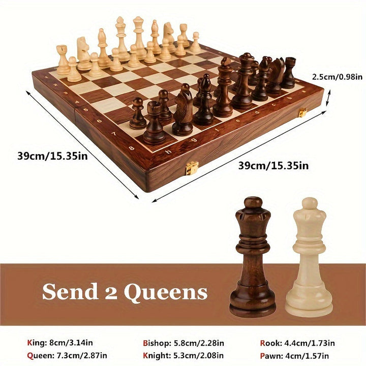 Wooden Chess Set | Chessboard with Chess Pieces | Foldable and Portable | RoyalBrett