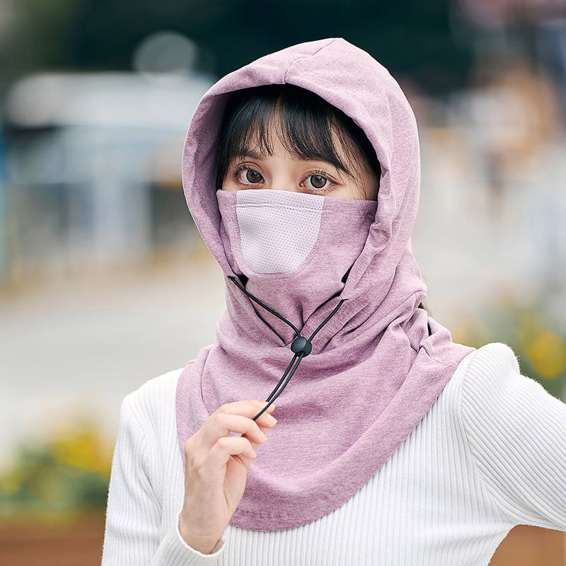 Windproof face mask with hood and neck warmer for cycling