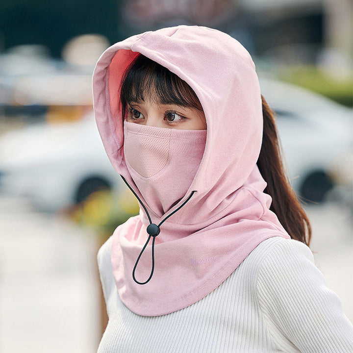 Windproof face mask with hood and neck warmer for cycling