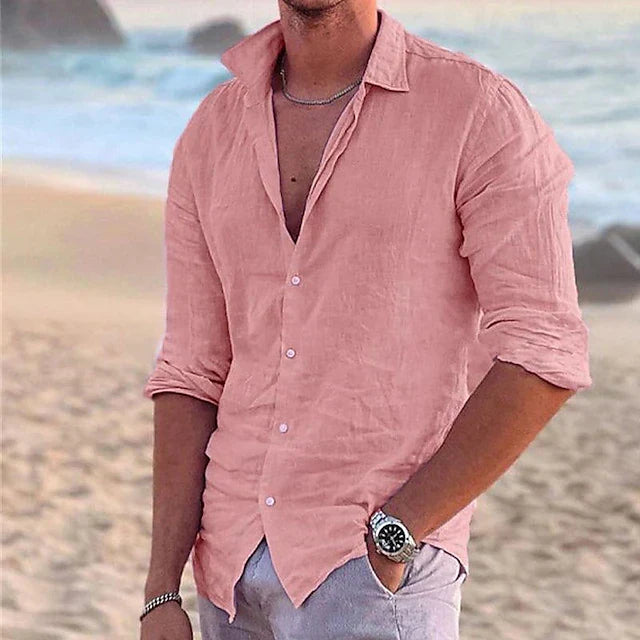 Casual Men's Long-Sleeved Linen Shirt – Milan