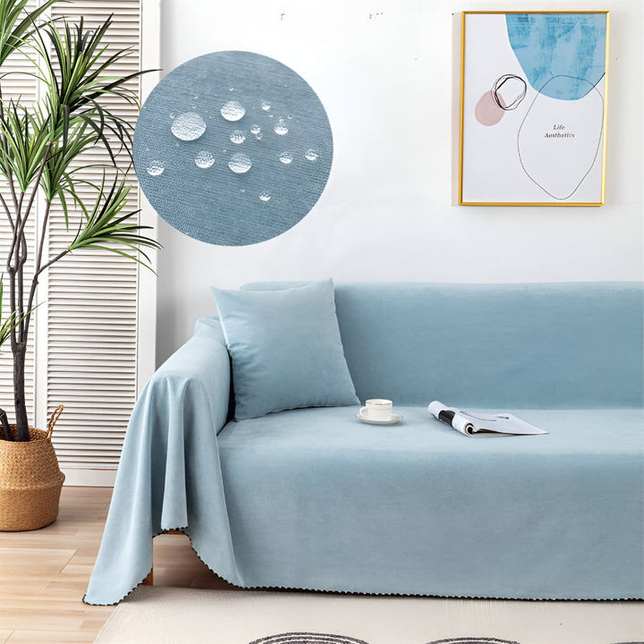 Sofa Throw Blanket Waterproof Water-Resistant Couch Cover with Scalloped Edge Machine Washable