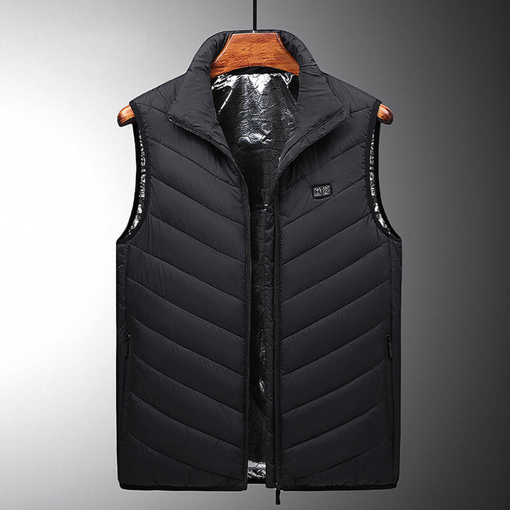 Heated gilet with 13 heat zones and carbon fibre