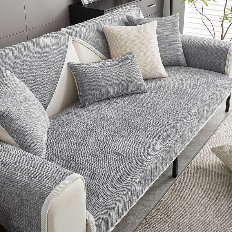 Scratch-resistant chenille sofa cover - stylish, non-slip & machine washable