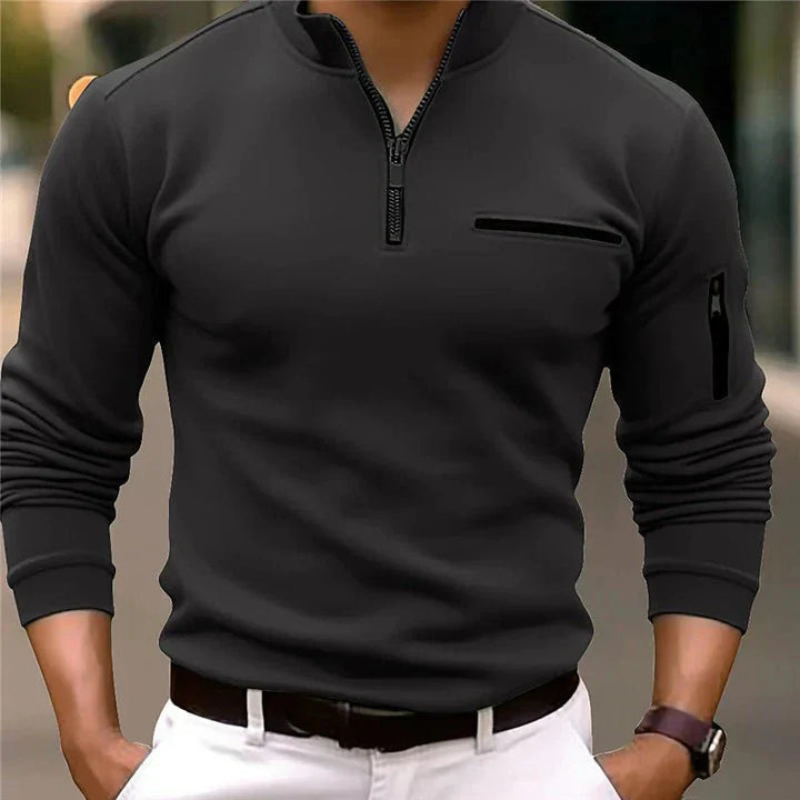 Men’s Spring Zip-Up Sweater with Chest Pocket