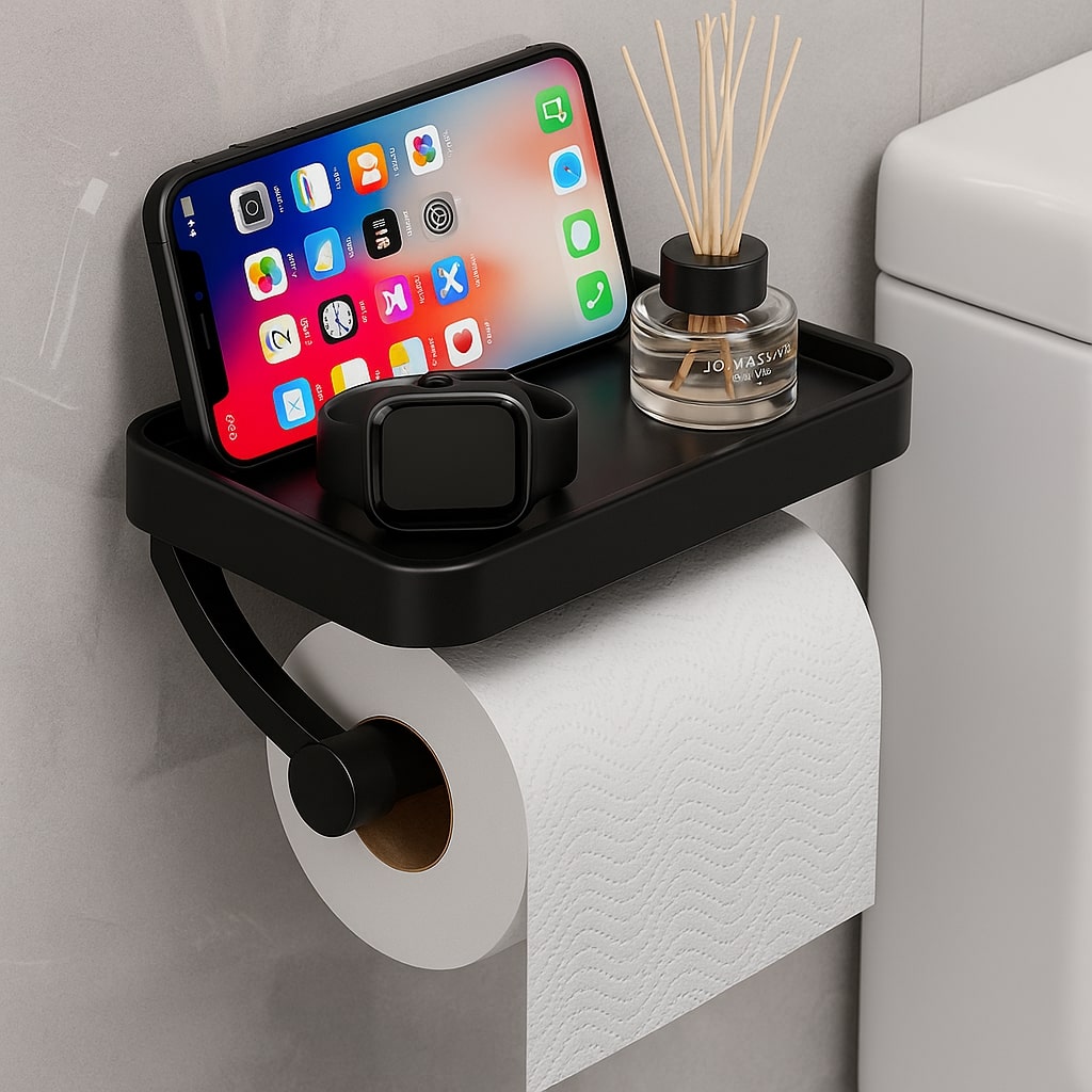 Stainless Steel Toilet Roll Holder | Toilet Roll Holder with Storage Space | Toilet Roll Holder | Rollix
