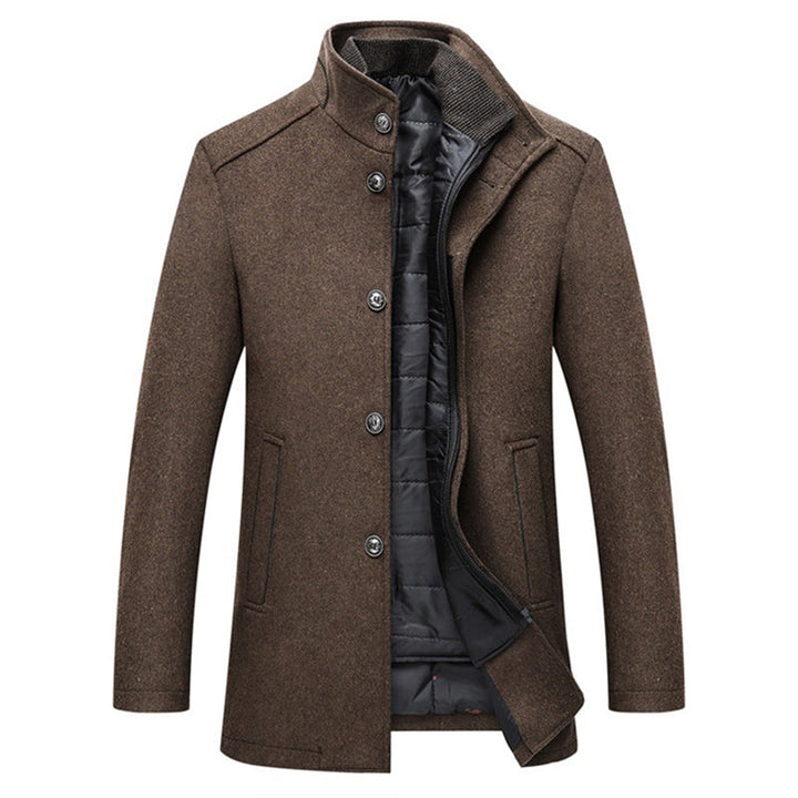 Wool Windproof Striped Men's Coat - Logan
