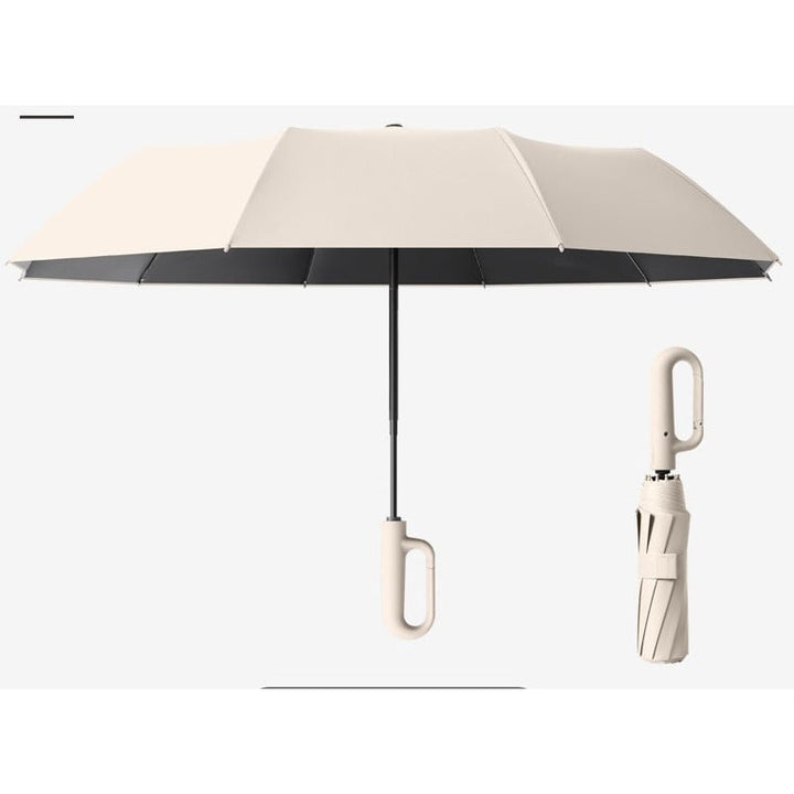 Travel Folding Umbrella with Carabiner Clip Compact Portable Wind Resistant Uv Protection
