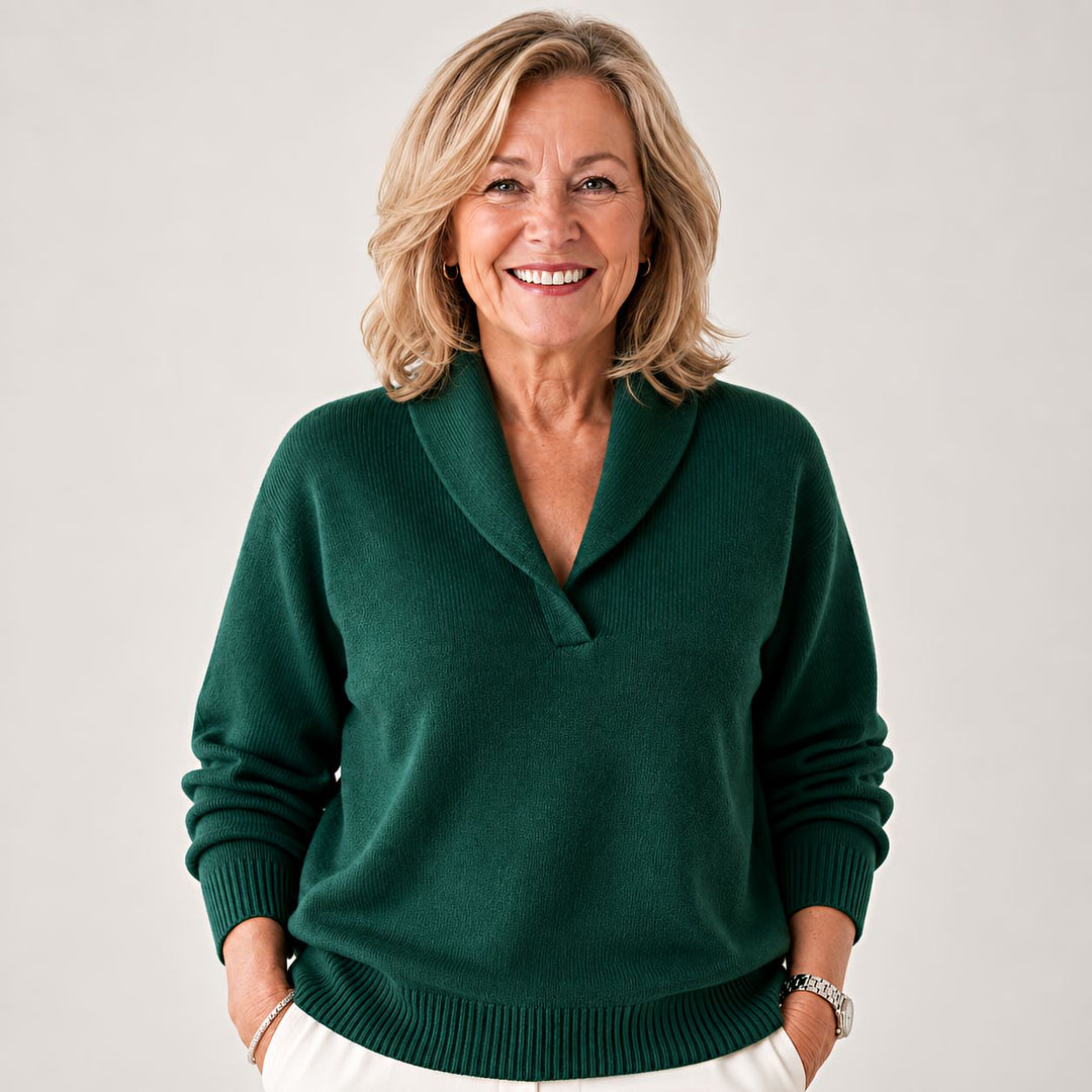 Soft Women's Jumper with Shawl Collar and Long Sleeves