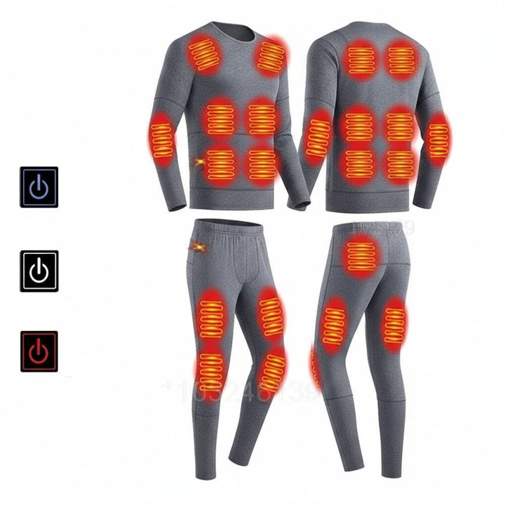 USB-heated thermal underwear with heat zones