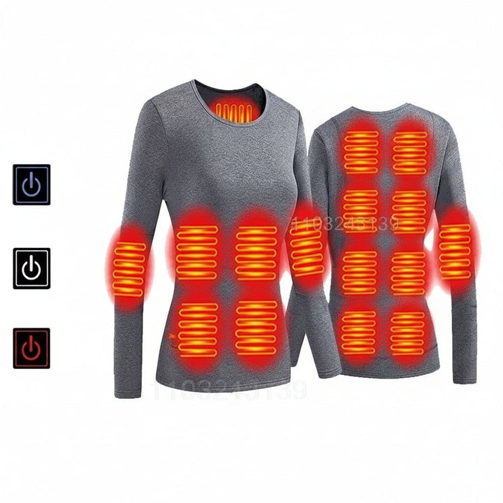 USB-heated thermal underwear with heat zones
