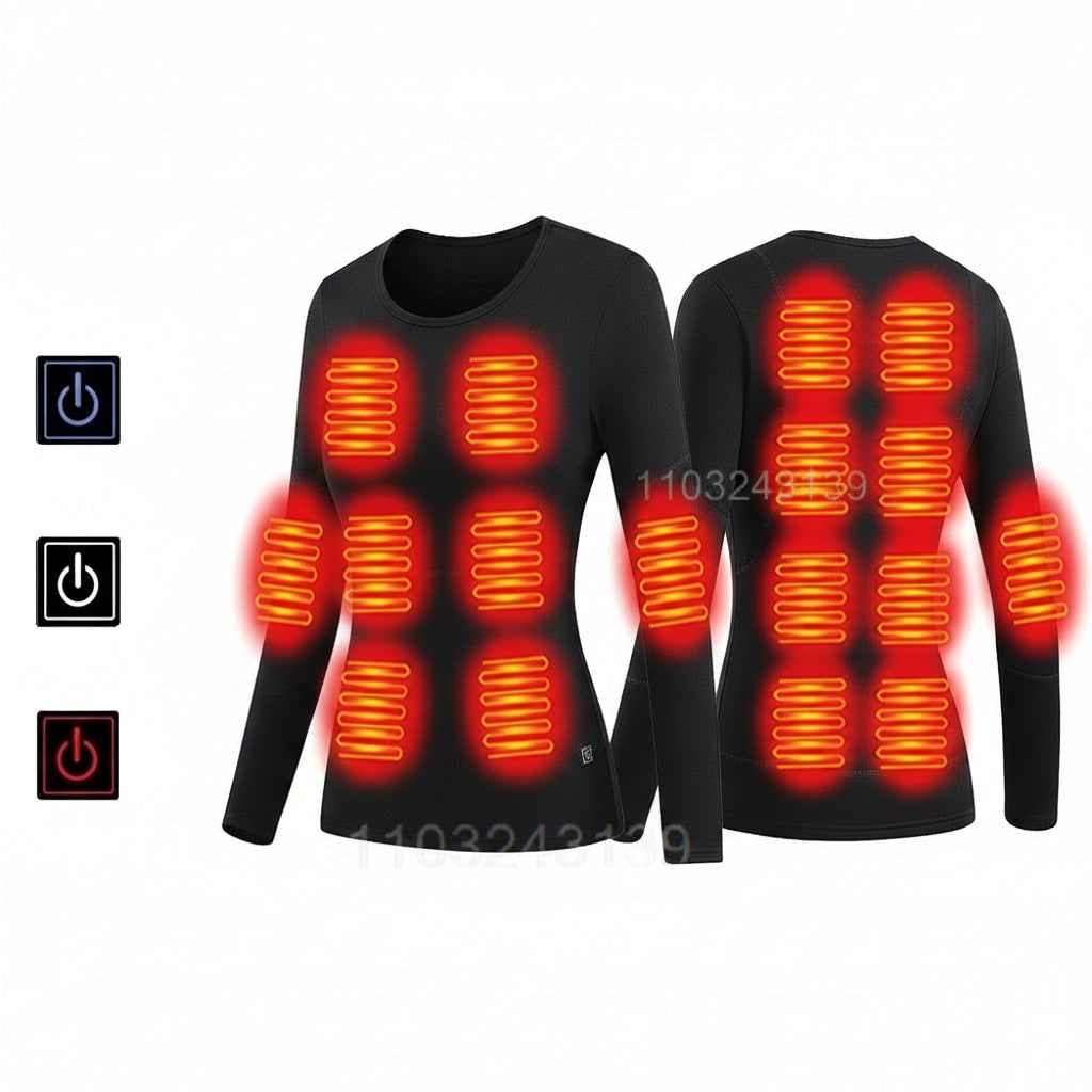 USB-heated thermal underwear with heat zones