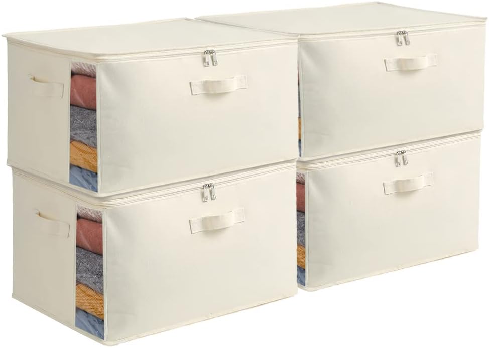 Canvas Clothing Organiser – Storage Bag with Double Zip and Handles with Viewing Window