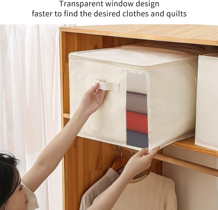 Canvas Clothing Organiser – Storage Bag with Double Zip and Handles with Viewing Window