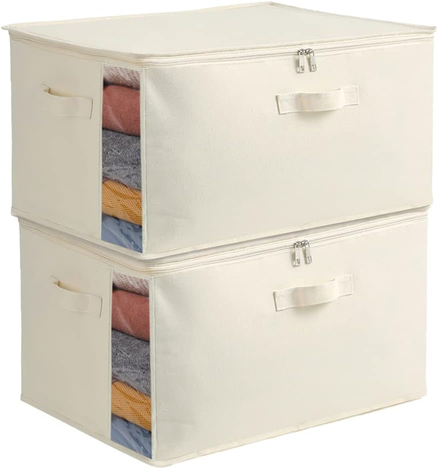 Canvas Clothing Organiser – Storage Bag with Double Zip and Handles with Viewing Window
