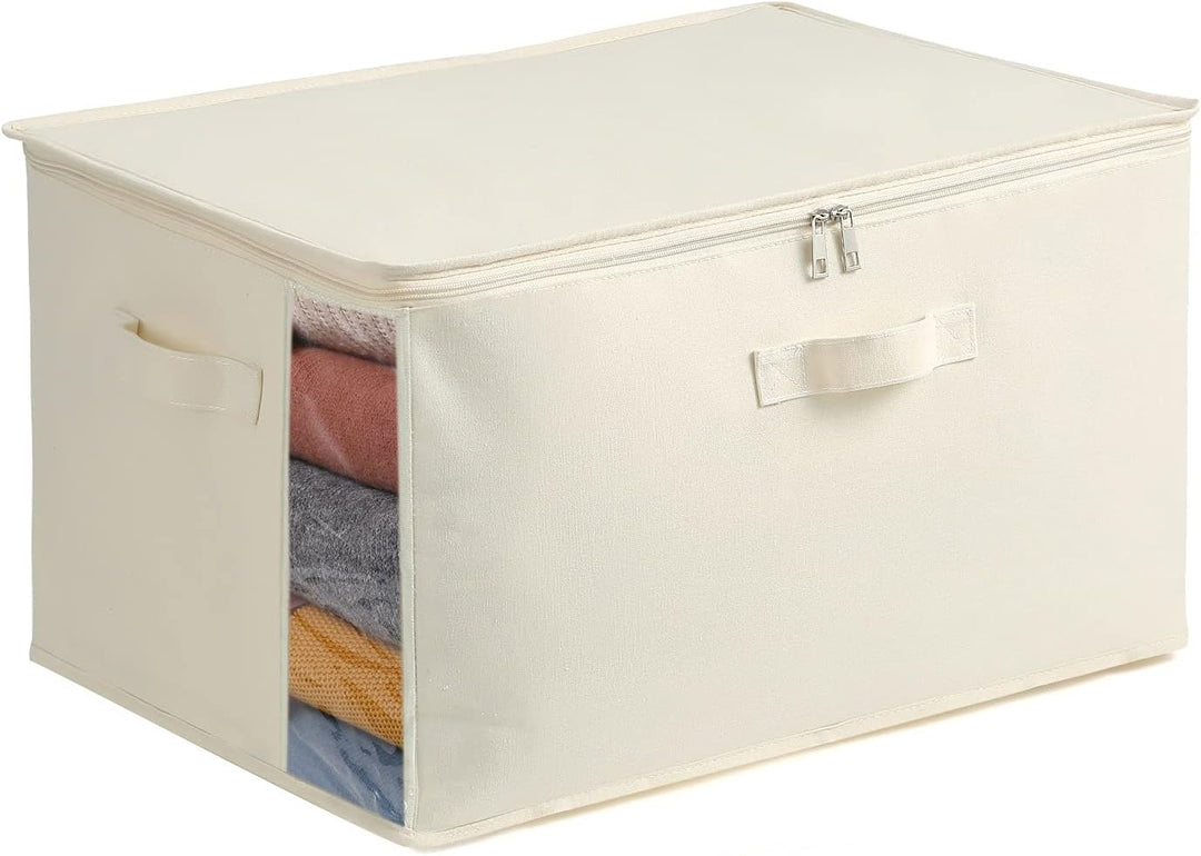 Canvas Clothing Organiser – Storage Bag with Double Zip and Handles with Viewing Window
