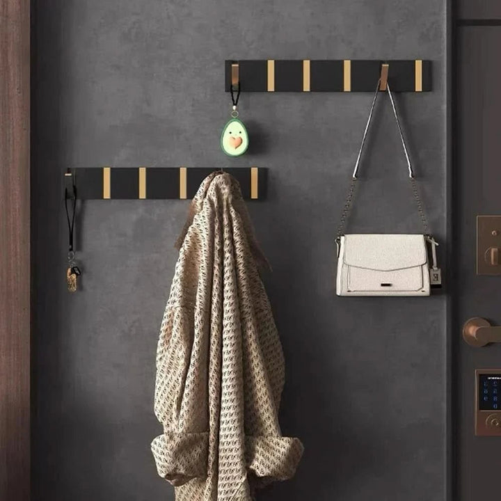 Wall Mounted Modern Folding Coat Rack with Retractable Hooks Space Saving