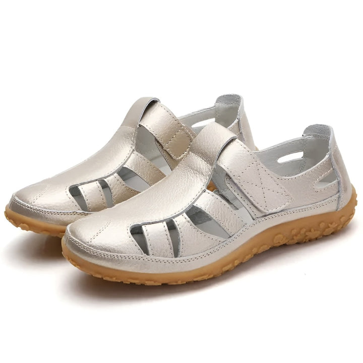 Women's Comfortable Closed Toe Cutout Sandals with Straps Walking Flat Heel Summer