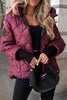 Diamond Quilted Hooded Zip-Up Puffer Jacket