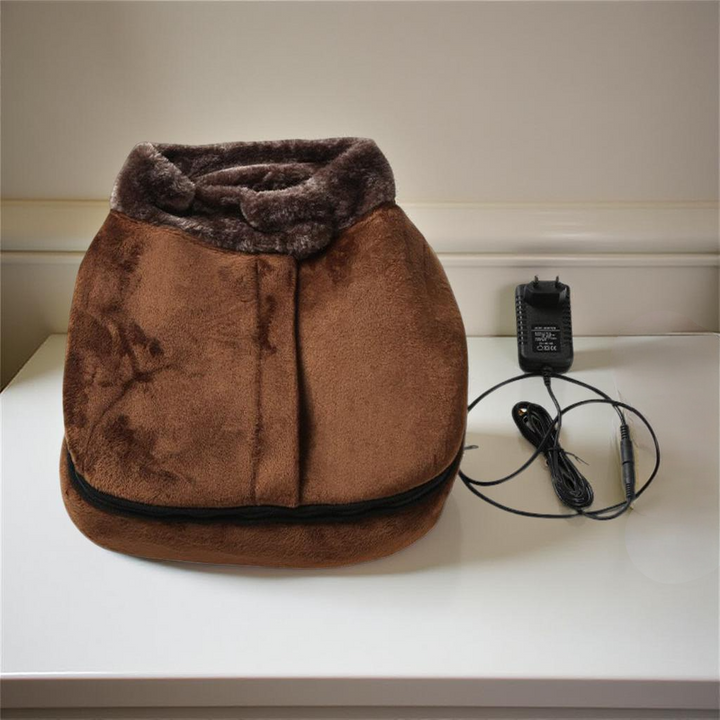 Plush foot warmer with shiatsu vibration and heat