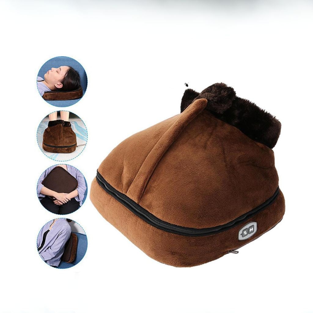 Plush foot warmer with shiatsu vibration and heat