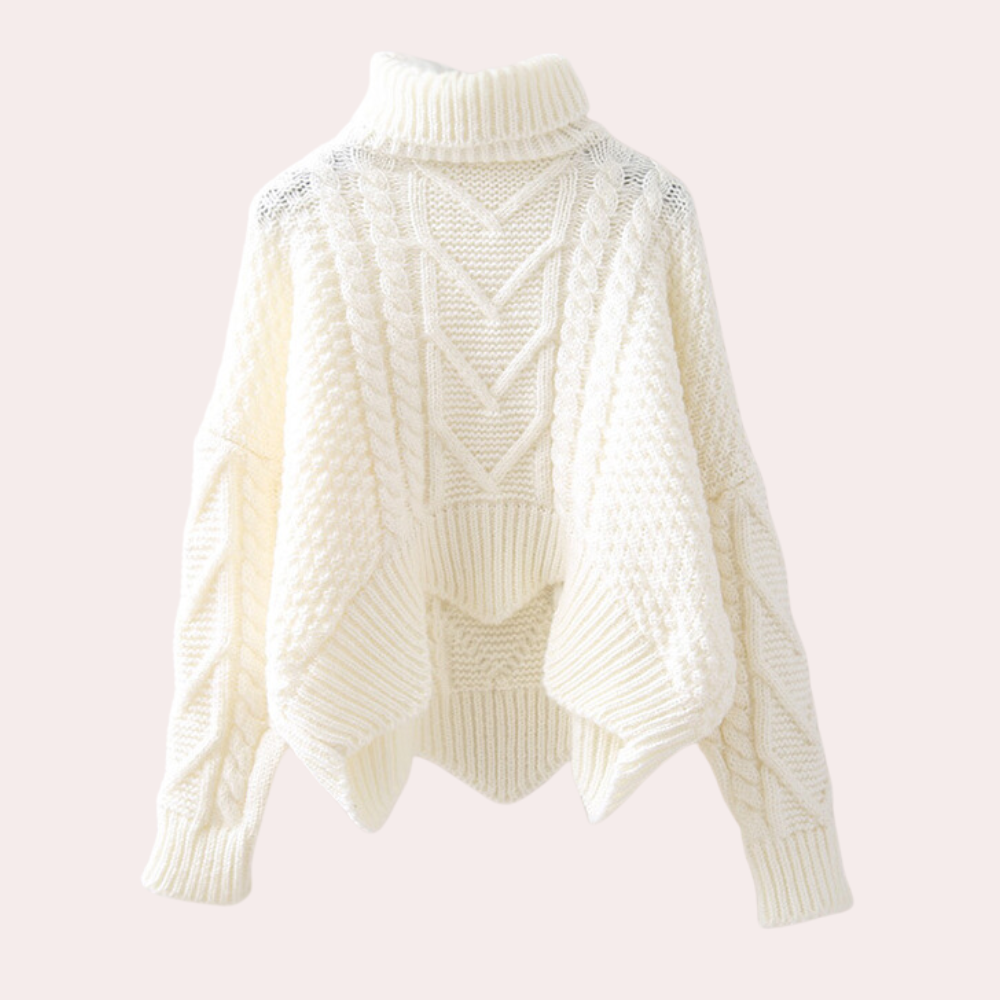 Stylish Knitted Polo-Neck Jumper for Women - Lina