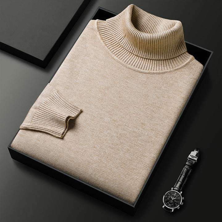 Men's cashmere-blend roll-neck jumper with ribbed trim