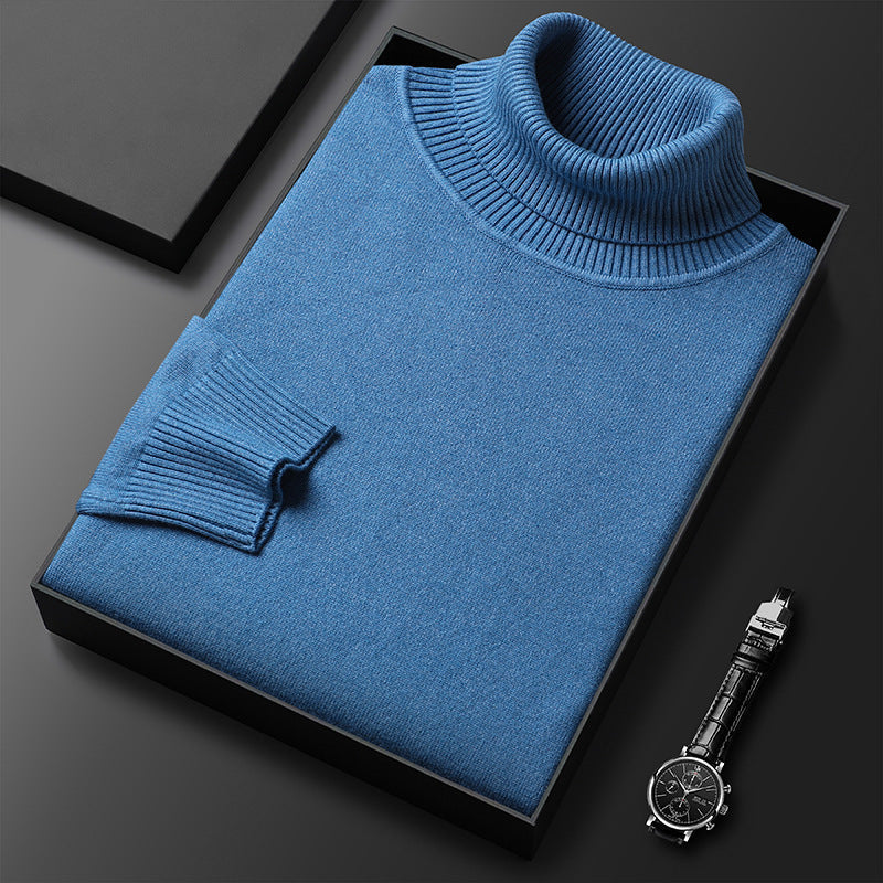 Men's cashmere-blend roll-neck jumper with ribbed trim