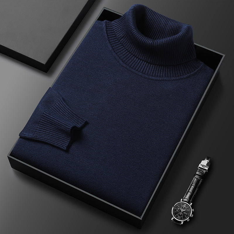 Men's cashmere-blend roll-neck jumper with ribbed trim